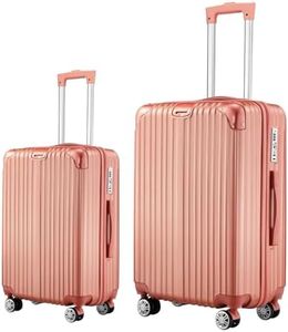 2 Piece Luggage Set Travel Suitcases Carry On Luggage ABS+PC 20/28 inch Lightweight with TSA Lock 6 Packing Cubes Rose Gold