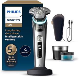 Philips Norelco Shaver i9000 Prestige, Wet & Dry Electric Shaver, Dark Slate Nova, SenseIQ Technology, Triple Lift & Cut System, 360 Rotating Dual SteelPrecision Blades, Charging Stand, XP9204/85