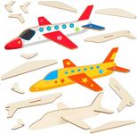 Fennoral 12 Pack Wooden Airplane Craft for Kids Make Your Own 3D Airplane kit for Boys Girls DIY Paint Wood Planes for School Art Activity Kids Birthday Gifts