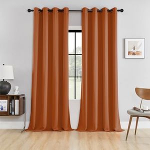 HUTO Blackout Window Curtains and Drapes - Thermal Insulated Solid Antique Copper Grommet Top Blackout Panels Draperies for Kid's Room (Rust, 1 Pair, 52 x108 Inch)