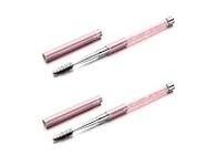 JOSALINAS 2PCS Mascara Brushes Eyebrow Eyelash Brushes Mascara Wands Applicators Eye Brushes Portable Cosmetic Brushes with Cap for Travel, Pink