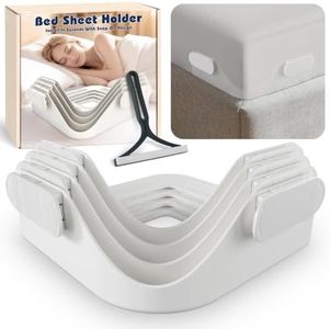 Padag Bed Sheet Holders for Corners, Heavy Duty No-Lift Fitted Sheet Grippers, Secure Sheets Tight for Thick Deep Pocket Mattresses, Easy Install Fits All Mattresses (White)