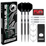 RED DRAGON Pegasus 21 Gram Professional Tungsten Steeltip Darts Set with Flights, Stems (Shafts) and Wallet