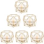 Nuptio Tea Light Candle Holders - Votive Candle Holder for Tealight & Pillar Candles Geometric Gold Candle Stand for Wedding Table Reception Decor Birthday Party Gifts Home Mantel Centrepieces, 6 Pcs