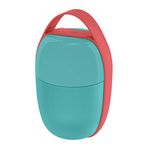 Alessi Food à porter SA03 LAZ, Two-compartment lunch pot in thermoplastic resin with cooling element, light blue.