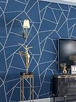 Prior.choice 9.5X0.53M Modern Geometry Triangle Gloss 4 Colors Embossed Textured Non-Woven Wallpaper Roll for Bedroom Livingroom 1.73' Wx31.2' L=5.035㎡(54sq.ft)(Navy Blue)