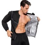 Velssut Sauna Jacket for Men Sweat Sauna Suit Long Sleeve Workout Shaper Zipper Slimming Top