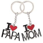 RY Retails Metal ' I Love Papa ' & ' I Love Mom ' Keychain - Combo Pack