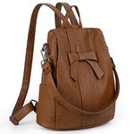 UTO Women ANTI-THEFT Backpack Purse PU Washed Leather Convertible Ladies Rucksack Bowknot Shoulder Bag Brown CA