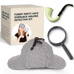 Sherlock Holmes Detective Bundle- Detective Hat Costume Pipe & Magnifying Glass