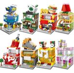 ENHANA 8 Packs Mini City Street View Building Blocks Set Architecture House Hamburger Store Coffee Shoe Store Cake Flower Shop,Girls Toy Set, Birthday Gifts for 6-12Years Old (1439PCS)