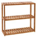 SONGMICS, Bathroom, Bamboo, Plant Shelf with 3 Adjustable Shelves, Wall Mounted, Freestanding, for Living Room, Hallway, Kitchen, 60 x 15 x 54 cm, Natural BCB13Y