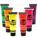 Glow In The Dark Face Paint,UV Face Paint,Halloween Face Paint,Glow Body Paint,Neon Body Paint,Festival Face Paint,Quick Dry Facepaint Halloween,Body & Face Paint,For Party & Halloween&Cosplay (6pcs)