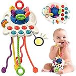 Baby Sensory Montessori Toys for 6 to 12 Months, Travel Toys for Toddlers 1-3 Year Old Boy Girl Birthday Gift, Soft Food Grade Silicone Pull Cords Fidget Toys for 9 18 Months Infant Newborn