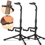 CAHAYA 2 Pack Guitar Stands with Neck Holder Folding Tripod Metal Universal Holder, for Acoustic Electric Guitars Ukulele Violin Banjo MandolinCY0287