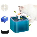 Ailgely Cat Water Fountain, Ultra Quiet Cat Fountains with LED Light ,2L Automatic Pet Water Fountain with 2 Cotton Filter and 1 Water Pump, 3 Water Modes, for Cats, Small Dogs and Birds