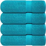 Infinitee Xclusives Premium Bath Towels for Bathroom Set of 4 (27x54 Inches), 100% Soft Ring-Spun Cotton Bathroom Towels (Serene Teal)