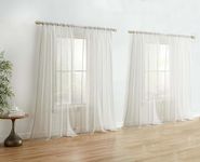 HLC.ME Silver Grey Sheer Curtain Panels: Sheer Voile Light Filtering Window Treatment Coverings Rod Pocket Curtain Panels for Bedroom and Living Room (Set of 4 Panels, 54 x 84 inches Long Per Panel)