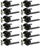 Goldenwarm Black Closet Door Handles, Zinc Alloy Passage Interior Door Handle, Matte Black Door Handles for Closets, Hallways, Heavy Duty Modern Door Levers (12 Pack)