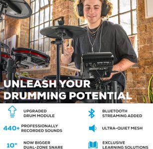 Alesis Nitro Max Electronic Drum Set – Mesh Pads, Complete Kit