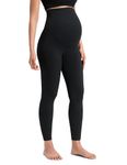 CRZ YOGA Women Softretch Maternity No Front Seam Leggings 25" - Workout Athletic Yoga Casual Pregnancy Pants Over The Belly Black 8