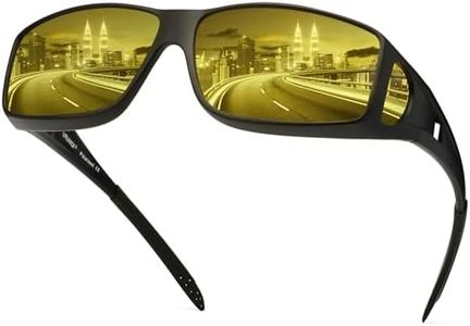 URUMQI Anti Glare Night Driving Glasses Fit Over Glasses for Men Women, Polarised Night Vision Headlight Glasses TAC Yellow Lens