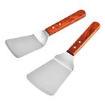 Baskety Metal Spatula Set of 2 Griddle Spatula Griddle Scraper and Pancake Flipper or Hamburger Turner Stainless Steel Utensil BBQ Grill Flat Commercial Grade Turner F Big + Small