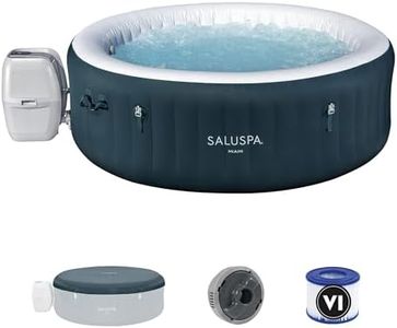 Bestway SaluSpa Miami AirJet 4-6 Person Inflatable Hot Tub Round Portable Outdoor Spa with 140 AirJets and EnergySense Energy Saving Cover, Dark Green