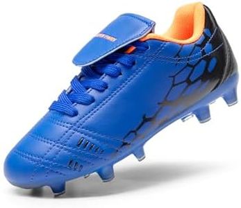 DREAM PAIRS Boys Girls Soccer Football Cleats Shoes for Little/Big Kid,Size 12 Little Kid,Royal/Blue/Orange,SUPERFLIGHT-3K