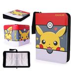 RANUR 4-Pocket Pokemon Card Binder, 400 Pockets, Removable Sleeves, Stylish & Durable Holder for Trading Card Collection, Pokemon Card Holder & Album (PIKACHU)