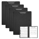 Pechor Clipboard Folder A4 Foldover Plastic PVC Covered, Foldable 360 Over with Two Clips File Document Organiser for School Office Supply (Pack of 4)