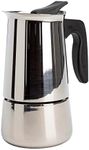 Primula PES-4606 6-Cup Espresso Maker – Finely Crafted Stainless Steel – Stay-Cool Silicone Handle and a Flip Top Lid – For Use on Gas or Electric Stovetops silver