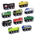 SainSmart Jr. Wooden Train Set Accessories, Magnetic Toy Car Set (10 PCS), Compatible with All Major Brands, Gift for Toddlers, Boys, and Girls Aged 3+