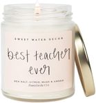 Sweet Water Decor Best Teacher Ever Candle, Back to School Teacher Gifts, 9 oz Clear Jar with 40 Hour Burn Time, Made in USA, Teacher Appreciation Gifts, End of School Year