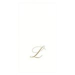 Entertaining with Caspari White Pearl Paper Linen Guest Towels, Monogram Initial L, 24-Pack