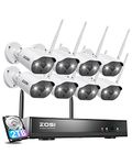ZOSI 8CH 3MP Wireless CCTV Camera System with 2TB Hard Drive,8x3MP Outdoor Wireless Security Camera and 2K H.265+ NVR, Color Night Vision, Motion Detection, Light and Siren, 2 Way Audio