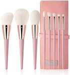 DUcare Makeup Brush set Pink Makeup Brushes with Case 8pcs Premium Synthetic Foundation Powder Eye Shadows Blush Blending Concealers Kabuki Brush