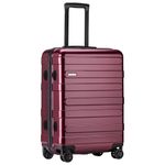 sukiost Lightweight Carry On Suitcases with Spinner Wheels Travel Luggage TSA Lock, Wine red, S(Carry-on-20")