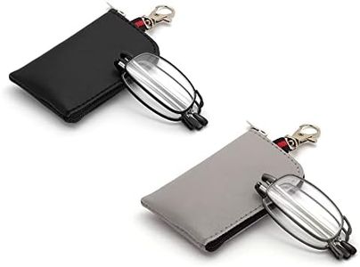 Autojouls Metal Folding Reading Glasses for Women Men, Key Chain Bag Readers Compact Easy Carry Readers Glasses (2-Pack, Black Gunmetal 1.5 x)