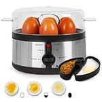 Duronic 7 Egg Boiler EB35 BK, Egg Cooker with Buzzer, Egg Steamer makes Soft | Medium | Hard Boiled Eggs Alarm Timer Settings, Includes Egg Piercer & Measuring Water Cup, 350W - Black