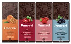 AMBRIONA Daarzel Dark Vegan Dark Chocolate Bar Gluten Free 65%-70% Dark Chocolate Flavored With Orange Cranberry Strawberry & Blueberry, Pack Of 4 X, Gift Pack,200 Grams