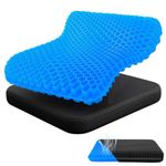 Audasi Gel Seat Cushion, Honeycomb Thick Gel Cushion Pressure Cushions for Bottoms Soft Sitter Cushion Relieving Back Coccyx Pressure Seat Cushions for Car Office Home Wheelchair Chair Kit