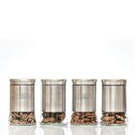 Mivana 850ml Stainless Steel Canister Glass Jar with Lid,Premium Pantry Organizers Containers and Perfect kitchen Storage for Canning Cereal,Coffee,Sugar,Tea,pasta and Beans Containers set of 6