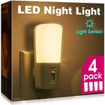 LOHAS Plug in LED Night Light, Dusk to Dawn Sensor for Nightlight Bulb, Dimmable 1W Automatic on/Off Light Bulb, 5-80 Lumens Soft White Night Light for Kids Bedroom, Kitchen, Hallway, 4 Pack