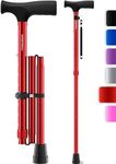 HoneyBull Walking Cane | Single Tip Canes for Men & Women, Foldable, Adjustable, Heavy Duty Up to 250 Pounds, Walking Canes for Seniors (Red)