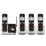 AT&T BL102-4S 4-Handset Expandable Cordless Phone with Answering System, XL Display, Backlit Buttons & Visual Ringer, Black/Silver, Silver/Black