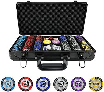 YUZPKRSI Clay Poker Chips, 300-Piece Poker Chip Set with K-Type Shock Resistant Poker Case, 14 Gram Numbered Casino Clay Chips, Cards, Buttons and Dices for Texas Holdem Blackjack Gambling
