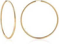 Barzel 18K Gold Plated Endless Hoop Earrings, 3mm Thick, Varying Sizes 40-70mm, High Polish Finish, Tarnish Free (70MM)