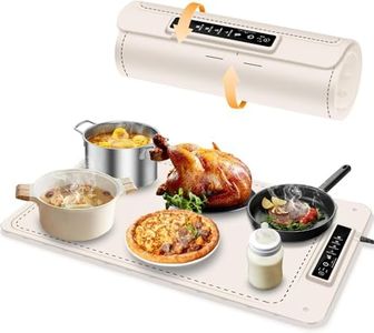 Food Warming Mat, Electric Warming Tray with 3 Level Temperature, Rollable and Portable Hot Plates Heat Pad, Silicone Heating Keep Warm Mat for Buffet, Parties, Home, Travel (White)