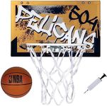 Franklin Sports NBA New Orleans Pelicans Over The Door Basketball Hoop - Kids Indoor Basketball Hoop with Mini Basketball - NBA Fan Shop Mini Hoop for Bedroom + Office - Over The Door Mini Hoop Set